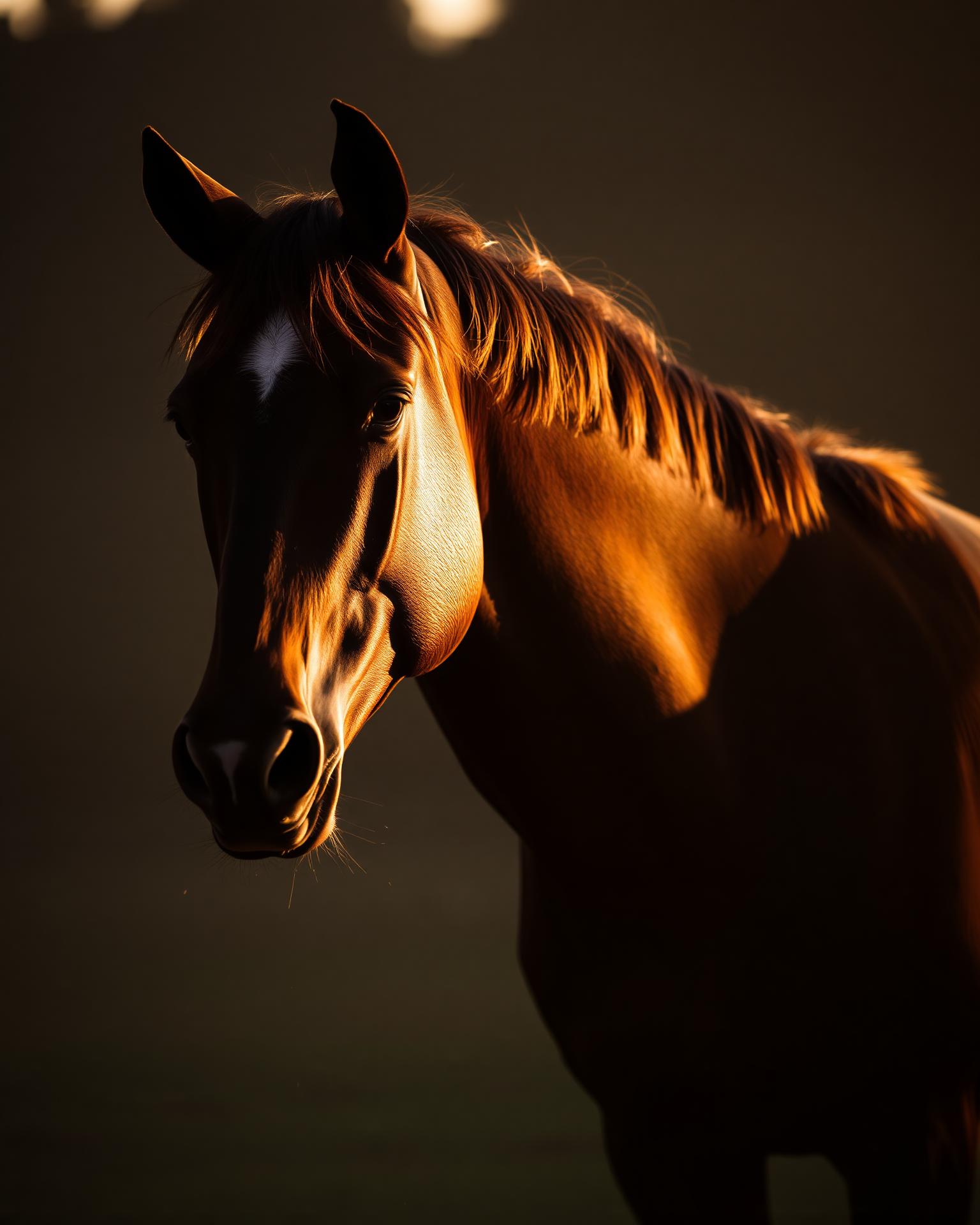 Cavallo elegante nella luce dorata